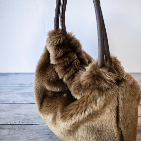 成人款高品質環保毛絨抽繩手提袋 [灰色] 第8張的照片