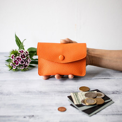 本革財布 手に馴染むふっくらコンパクト財布【オレンジ】 その他ミニ