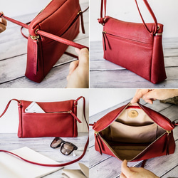 (橫式)義大利真皮單肩包方便外出【銀色】 第5張的照片