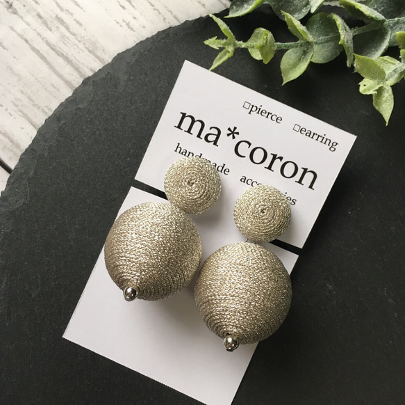 2連ボンボンピアス/イヤリング（シルバー） ピアス（その他） ma*coron 