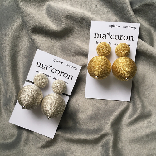 2連ボンボンピアス/イヤリング（シルバー） ピアス（その他） ma*coron 