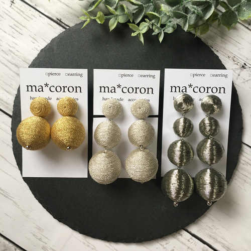 2連ボンボンピアス/イヤリング（シルバー） ピアス（その他） ma*coron 