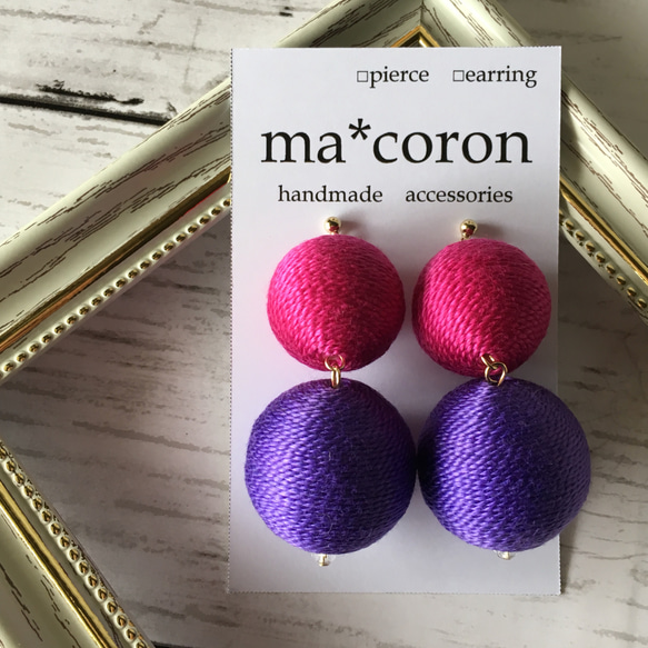 2連 ボンボンピアス／イヤリング ピアス（その他） ma*coron 通販 