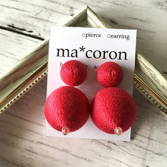 1番人気！】レッド♡ボンボンピアス