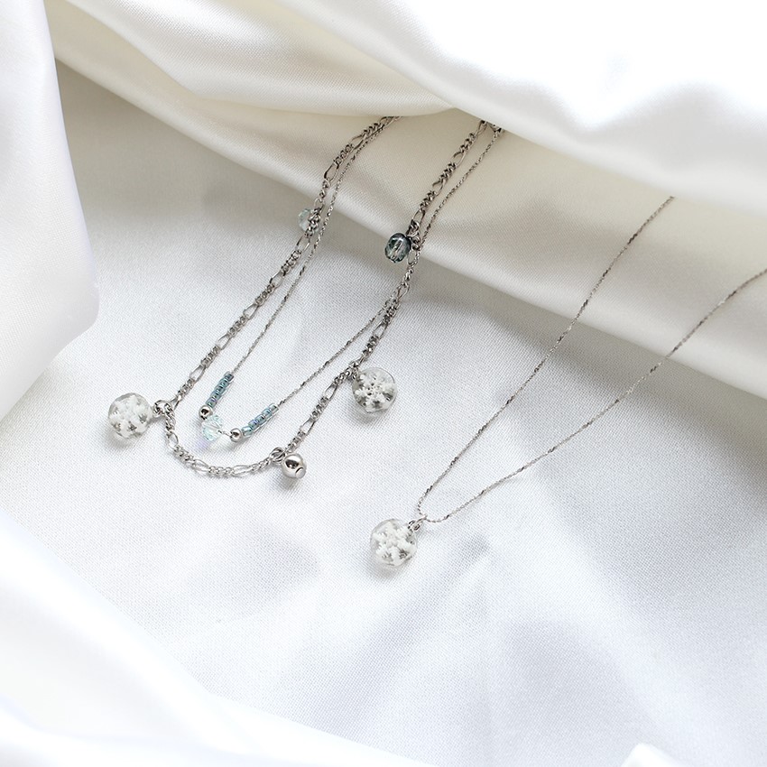 雪の結晶ミルフィオリネックレス＆ダブルチェーンブレスレット 4,620円