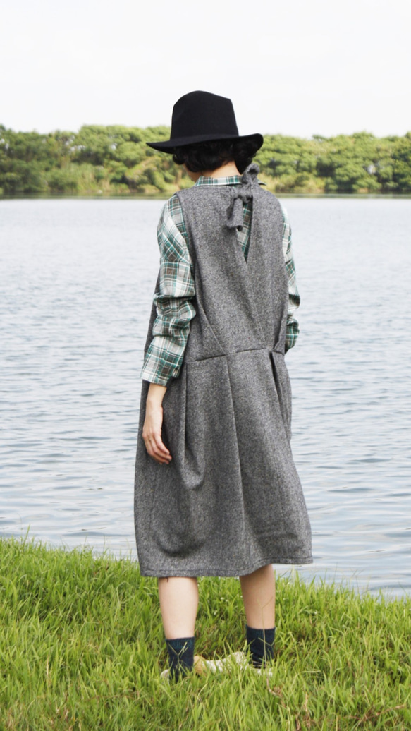 And-Trivial Trivia-Belted Bow Wool Wool Skirt_ Brown 3枚目の画像
