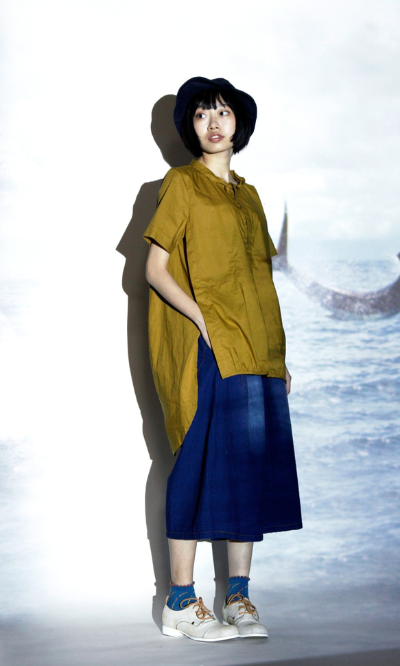 海_聲納頻率刷色寬褲裙 第2張的照片