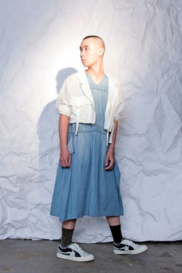 THE LIGHT_Sleeveless draping denim dress 1枚目の画像