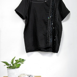 THE LIGHT_Cotton T-shirt with solar system embroidery 7枚目の画像