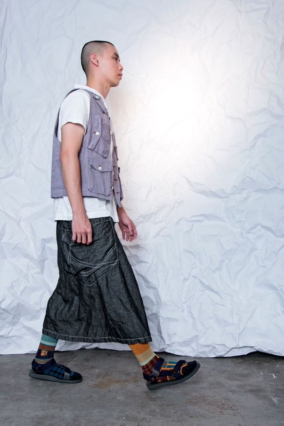 THE LIGHT_Wrap skirt with pocket sewing & logo 5枚目の画像