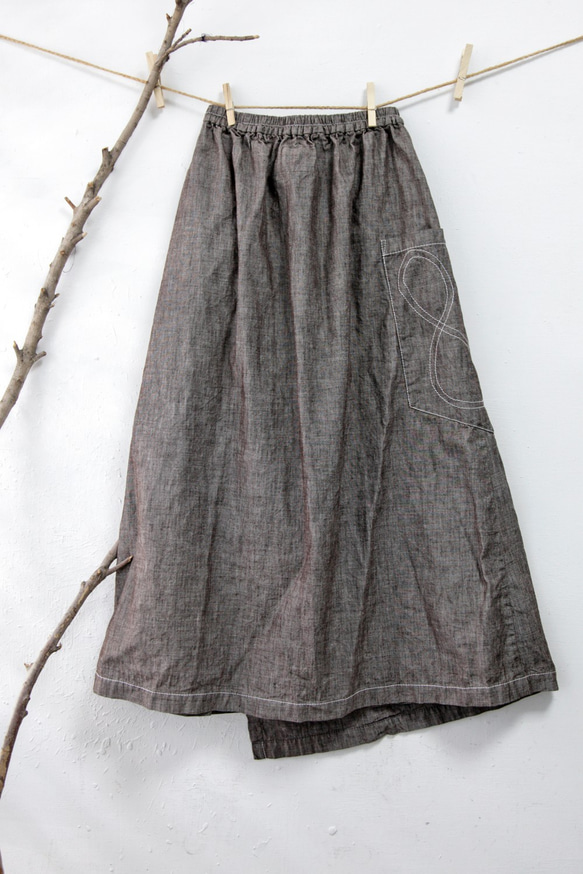 THE LIGHT_Wrap skirt with pocket sewing & logo 10枚目の画像