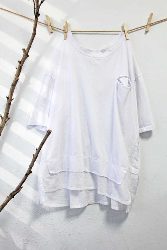 THE LIGHT_Layered look t shirt with small pocket 8枚目の画像