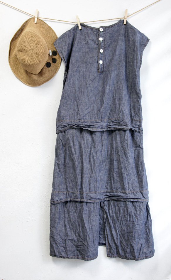 THE LIGHT_Cotton and linen causal layered long dress 6枚目の画像