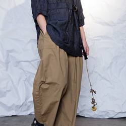 THE LIGHT_3/4 puff sleeve linen top with belt and pockets 3枚目の画像