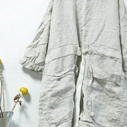 THE LIGHT_3/4 puff sleeve linen top with belt and pockets 8枚目の画像