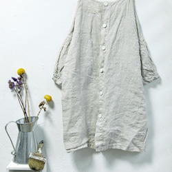 THE LIGHT_3/4 puff sleeve linen top with belt and pockets 9枚目の画像