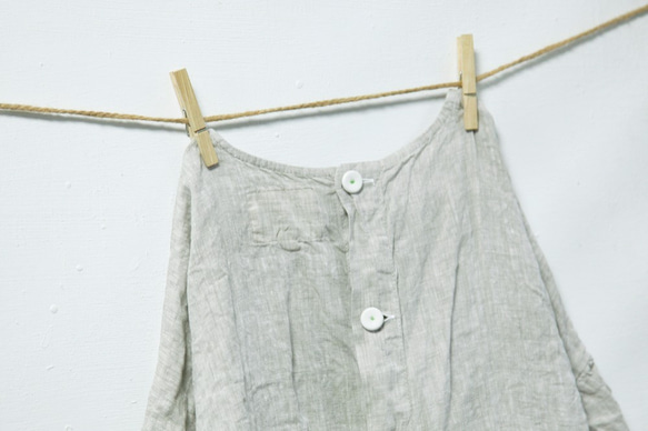 THE LIGHT_3/4 puff sleeve linen top with belt and pockets 10枚目の画像