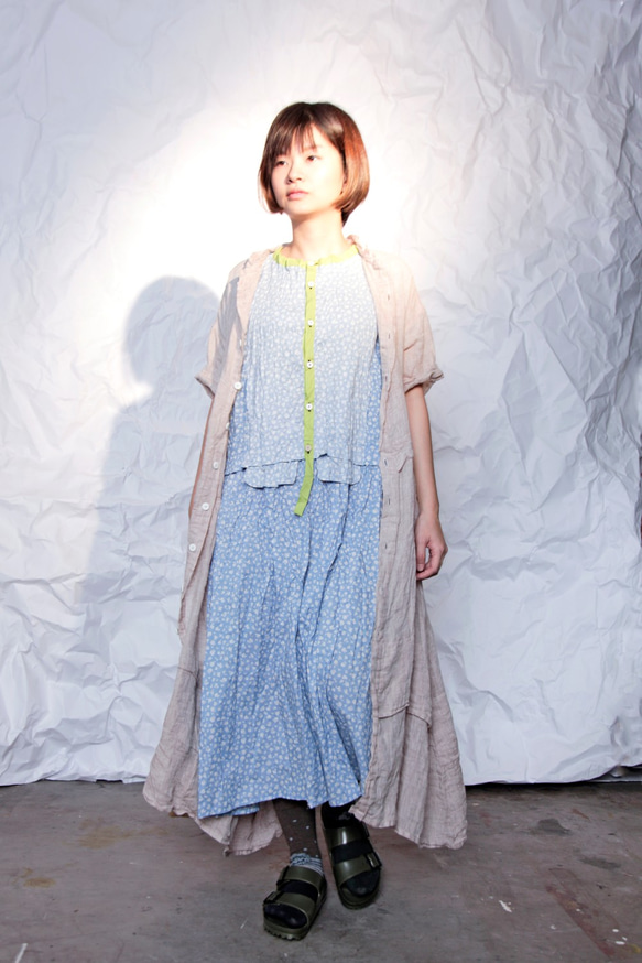 THE LIGHT_Asymmetric spliced linen shirt dress 1枚目の画像