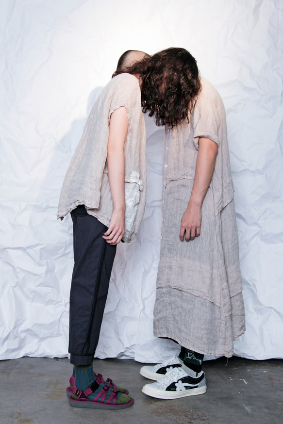 THE LIGHT_Asymmetric spliced linen shirt dress 3枚目の画像