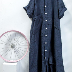 THE LIGHT_Asymmetric spliced linen shirt dress 8枚目の画像