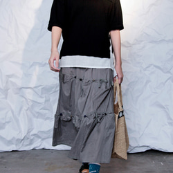 THE LIGHT_Wrinkle draping skirt with buttons and string 2枚目の画像