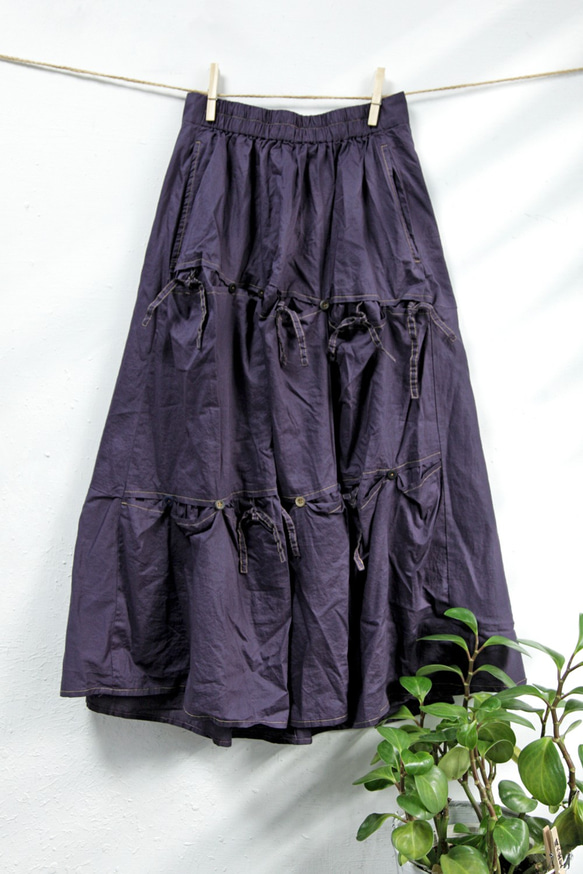 THE LIGHT_Wrinkle draping skirt with buttons and string 5枚目の画像