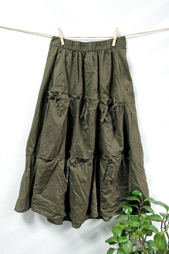 THE LIGHT_Wrinkle draping skirt with buttons and string 9枚目の画像