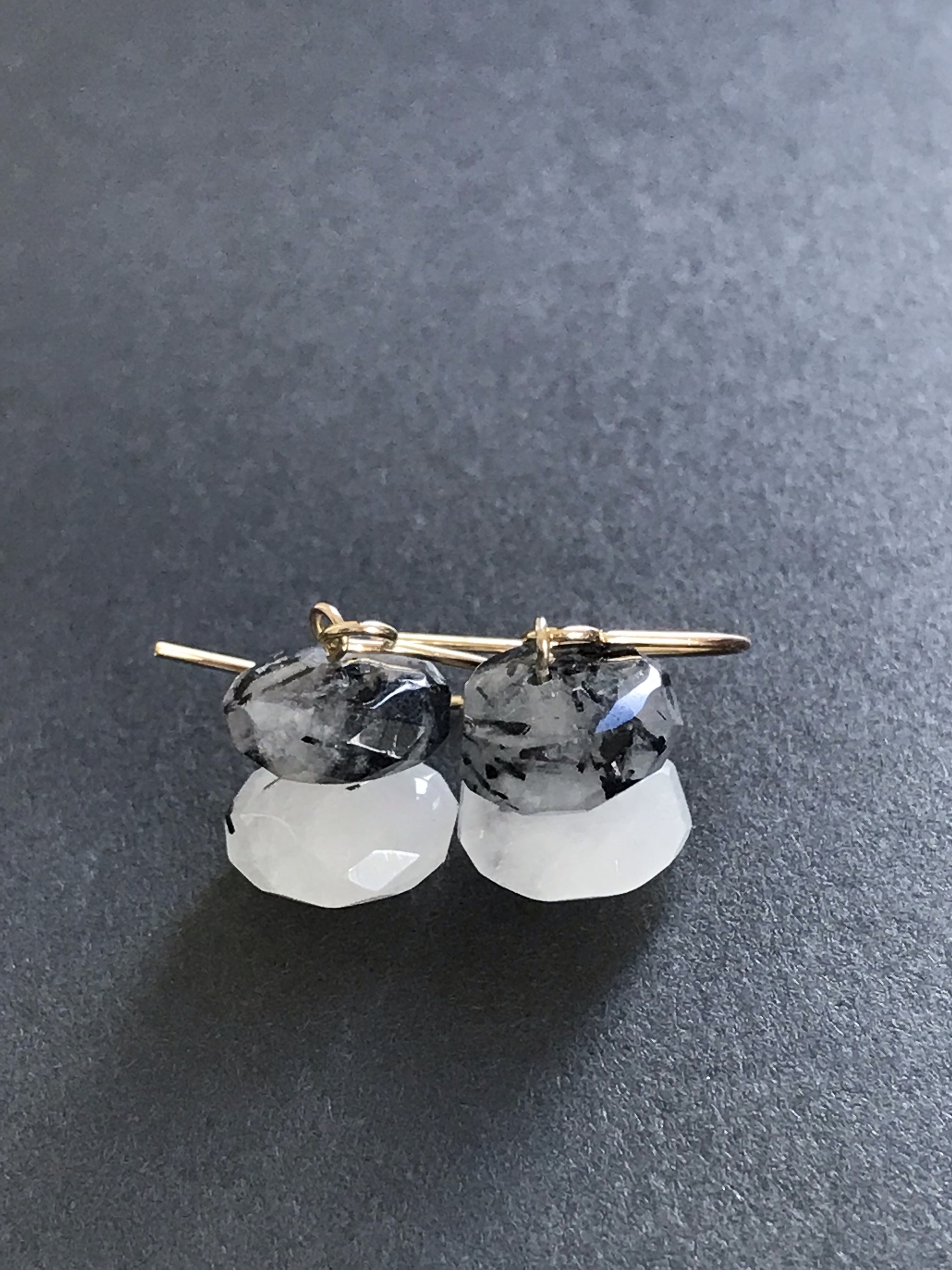 ［再販］ブラックトルマリンインクォーツ♚ピアス/ノンホールピアス