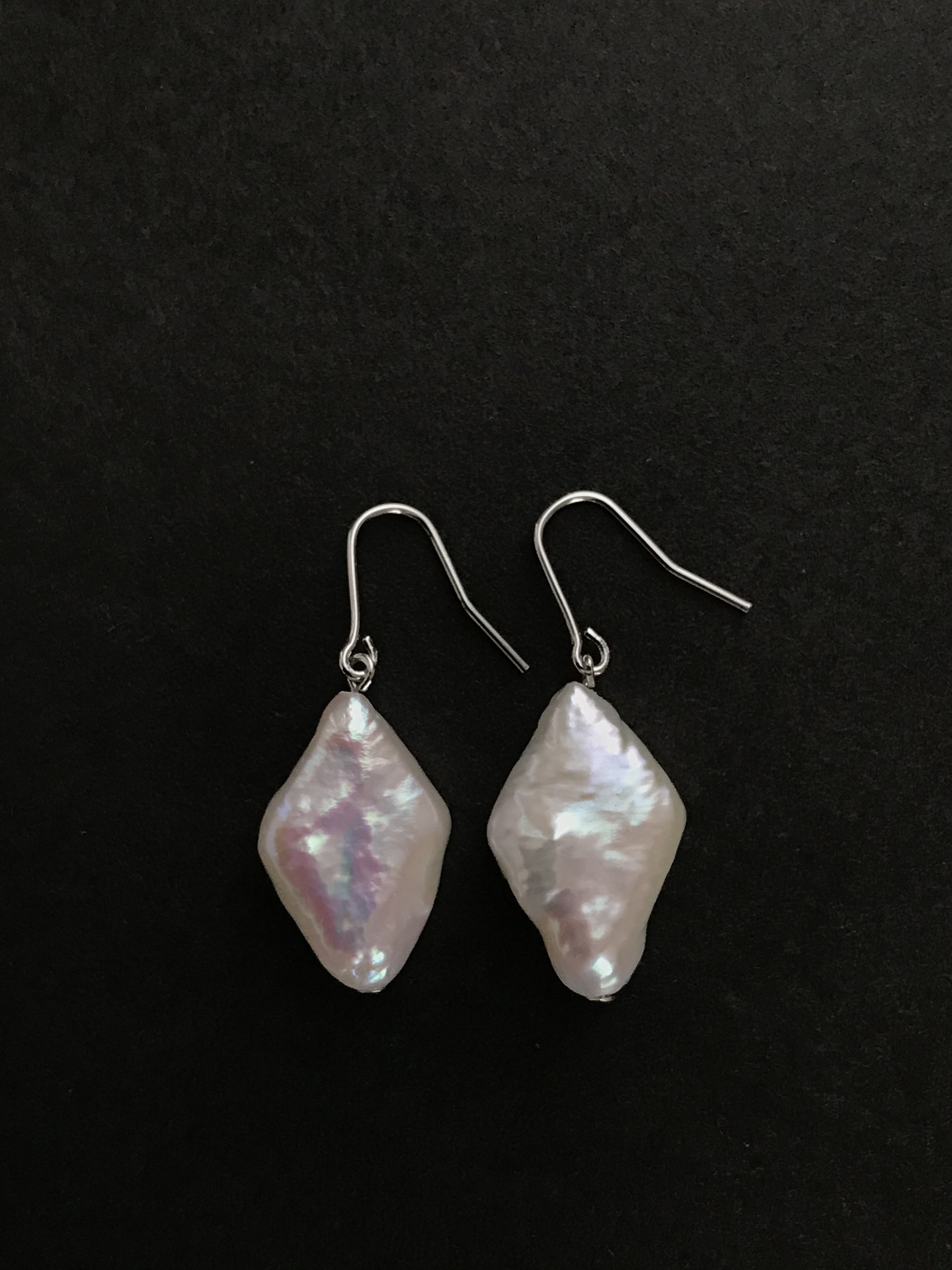 ひし形淡水パール♚ピアス/ノンホールピアス