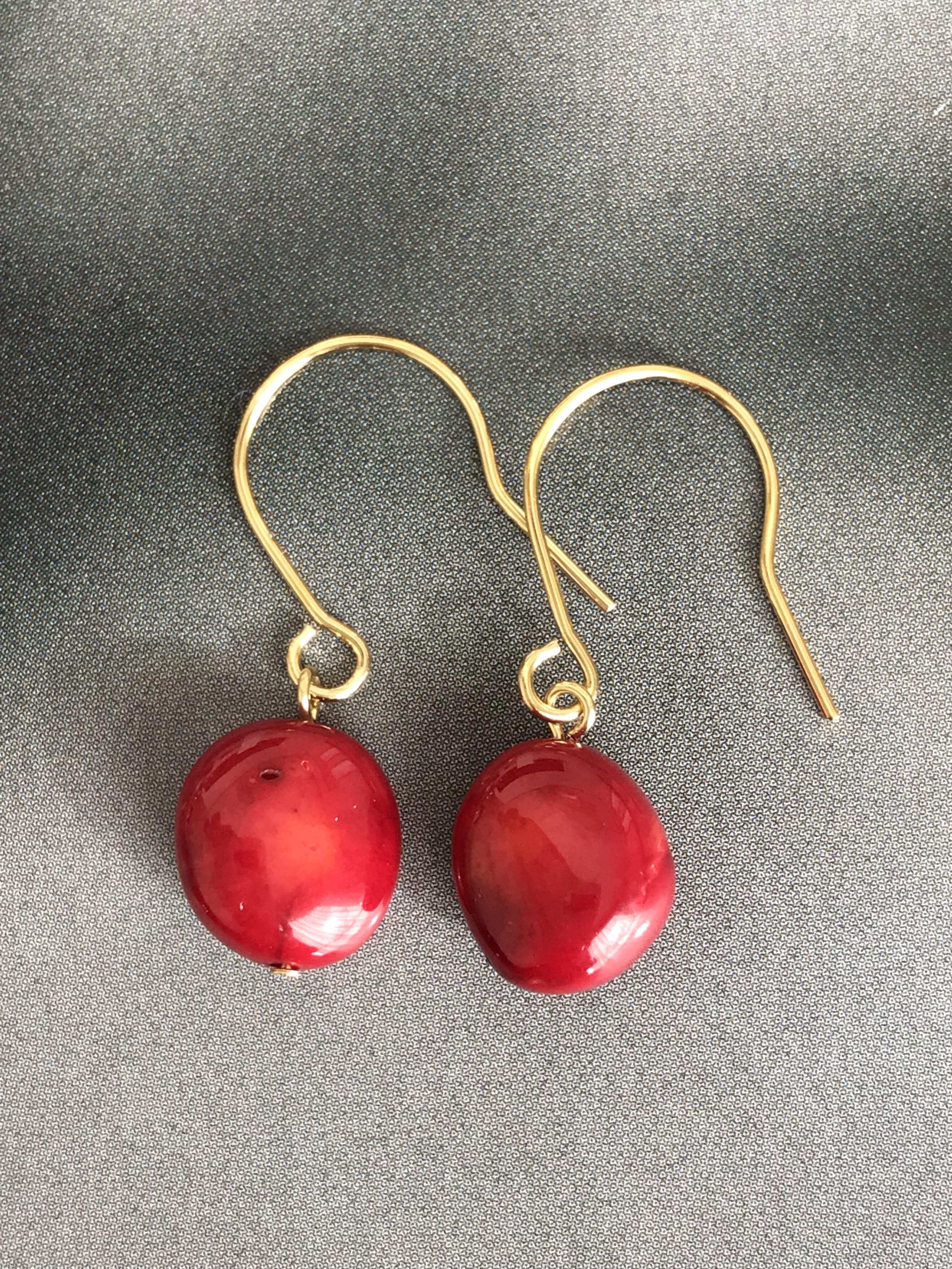 中粒の赤珊瑚♚ピアス/ノンホールピアス