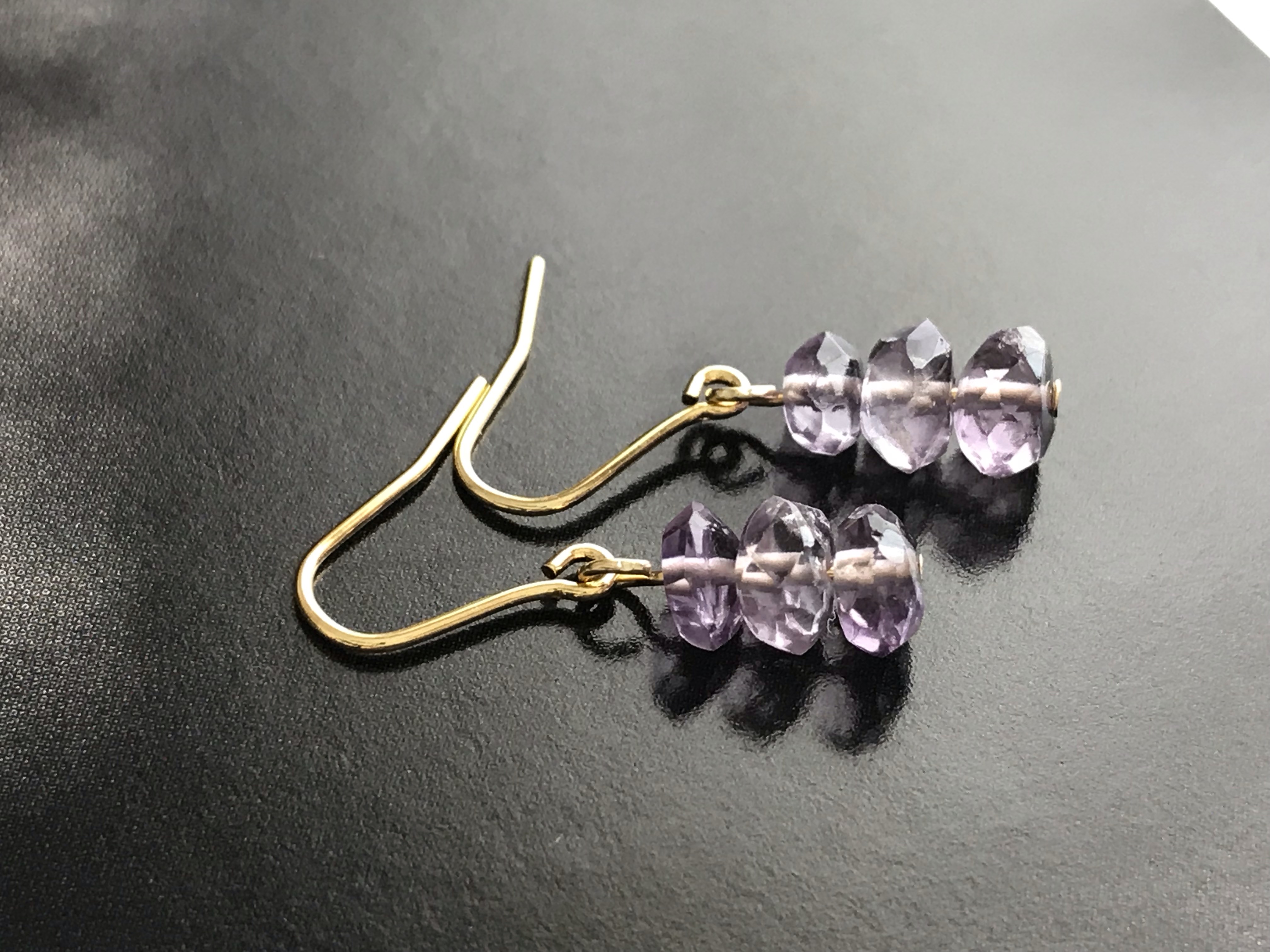 ボタン型アメジスト♚ピアス/ノンホールピアス