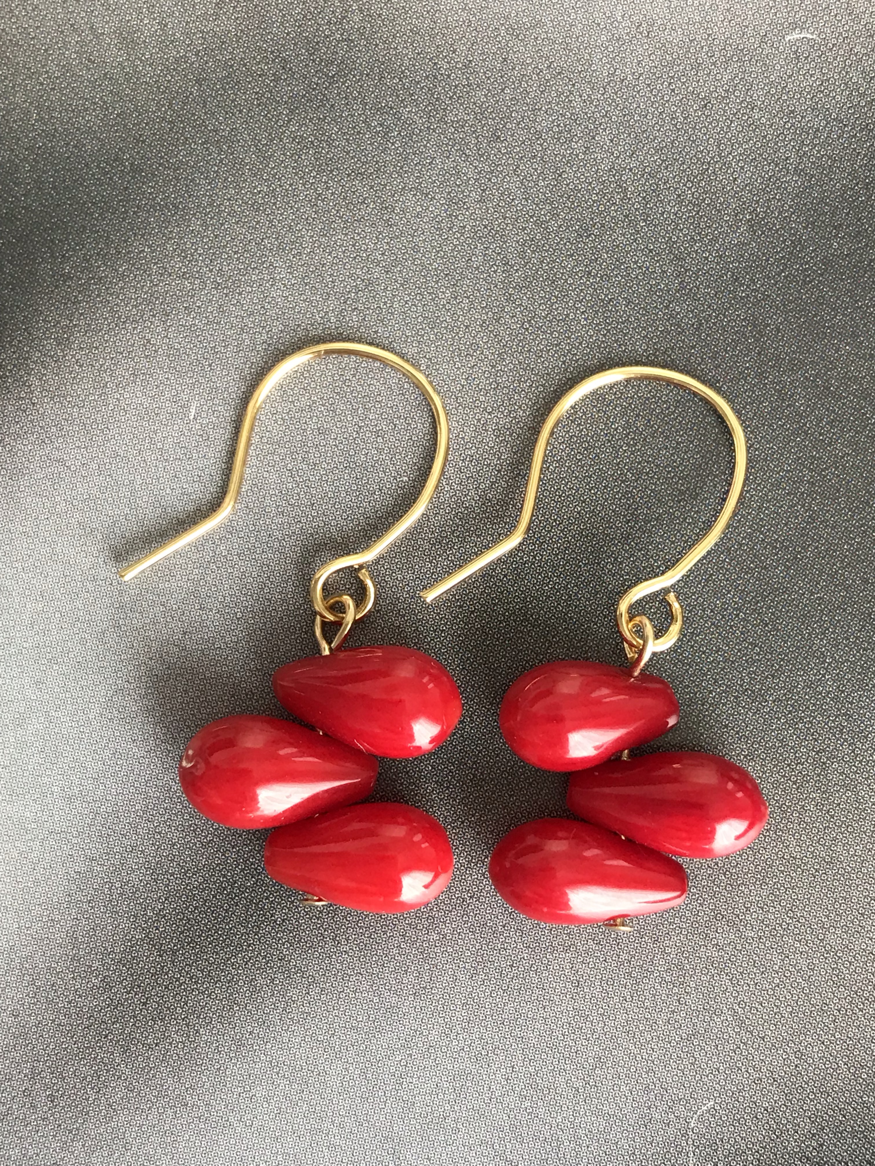 積み重ねた赤珊瑚♚ピアス/ノンホールピアス