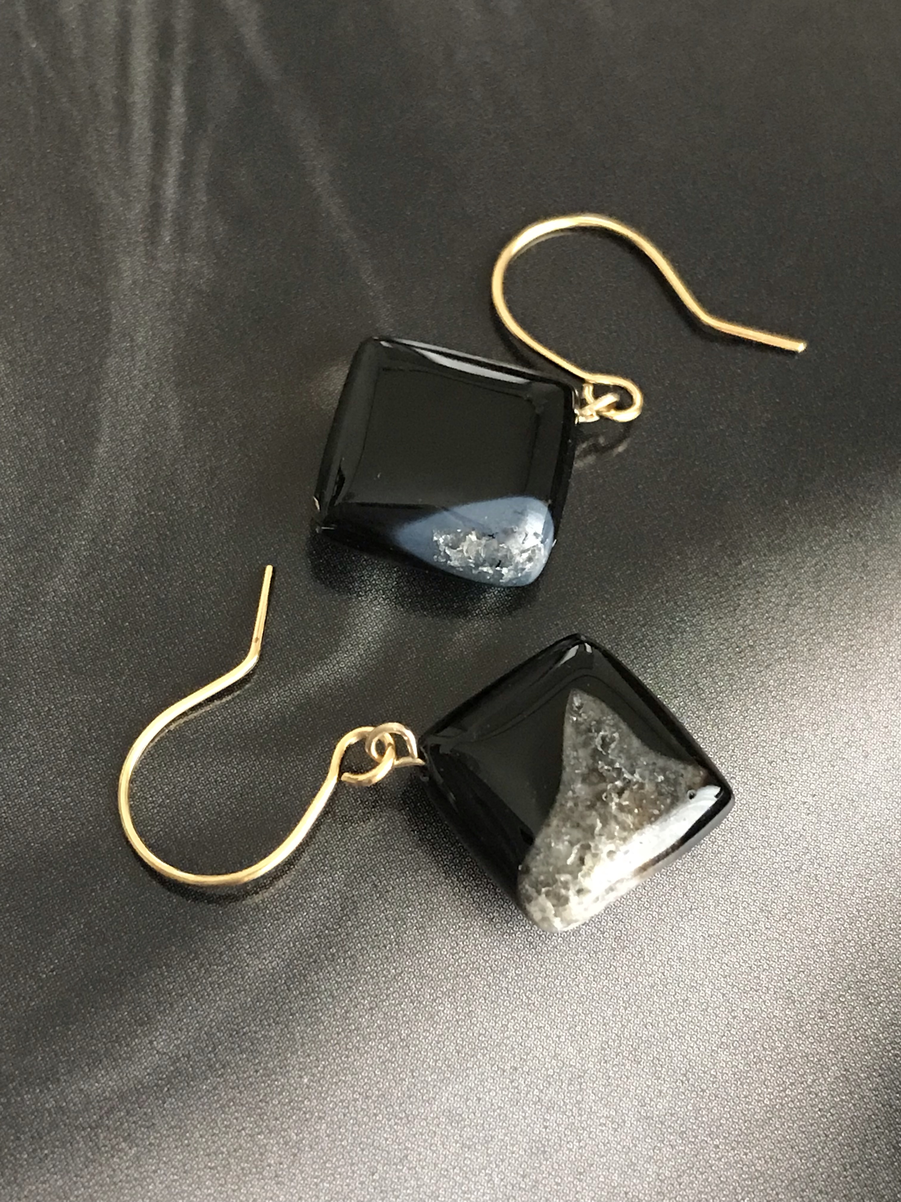 黒瑪瑙(ブラックオニキス)♚ピアス/ノンホールピアス