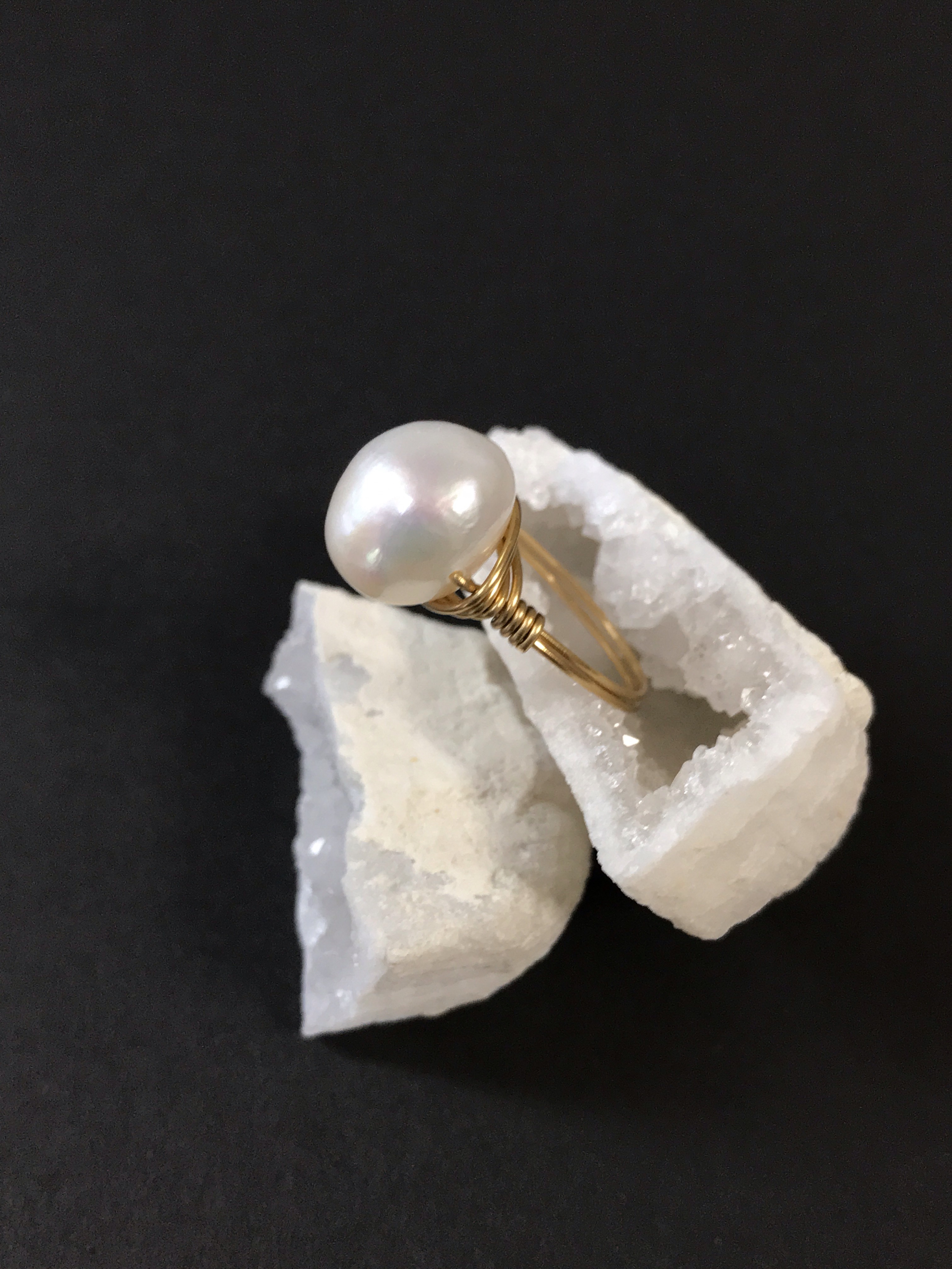 9号♚大粒淡水パールのワイヤーリング