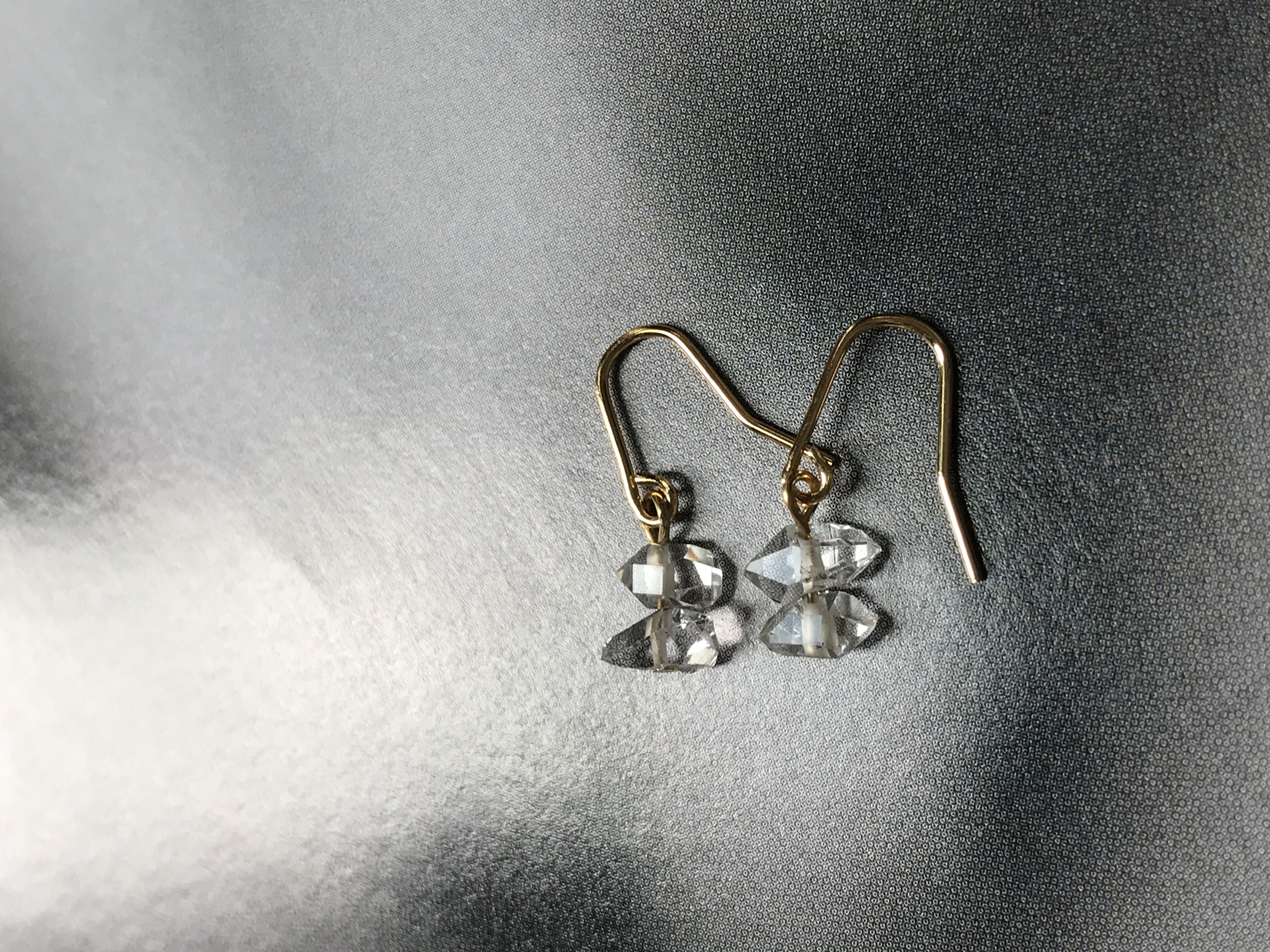 ハーキマーダイヤモンドダブル♚ピアス/ノンホールピアス