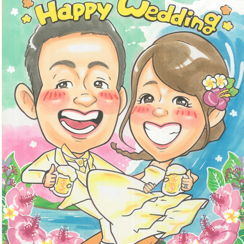 似顔絵ウェルカムボード♡結婚式や記念日に世界にひとつだけの