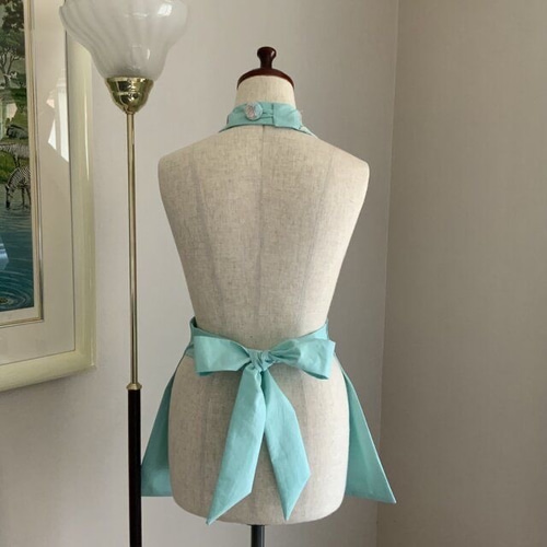 ☆刺繍☆レース☆ミントグリーン☆Vネック☆洋服みたいなエプロン