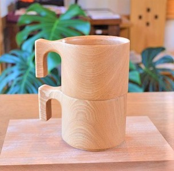 【☆人気です・父の日のプレゼントにも】たっぷり入る 木製マグカップ　タモwooden mag　タモ 0049 1枚目の画像