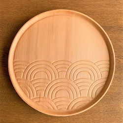 【※人気シリーズ】ラウンド トレイ　- 青海波 -　seigaiha round tray　0014　トガの木 2枚目の画像