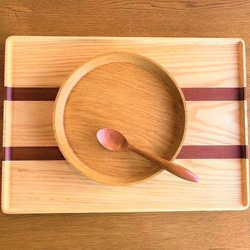 【人気です】カレーが美味しい丸大平皿　ナラの木　0051 1枚目の画像