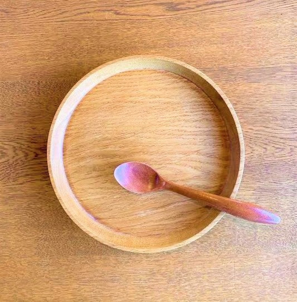 【人気です】カレーが美味しい丸大平皿　ナラの木　0051 2枚目の画像