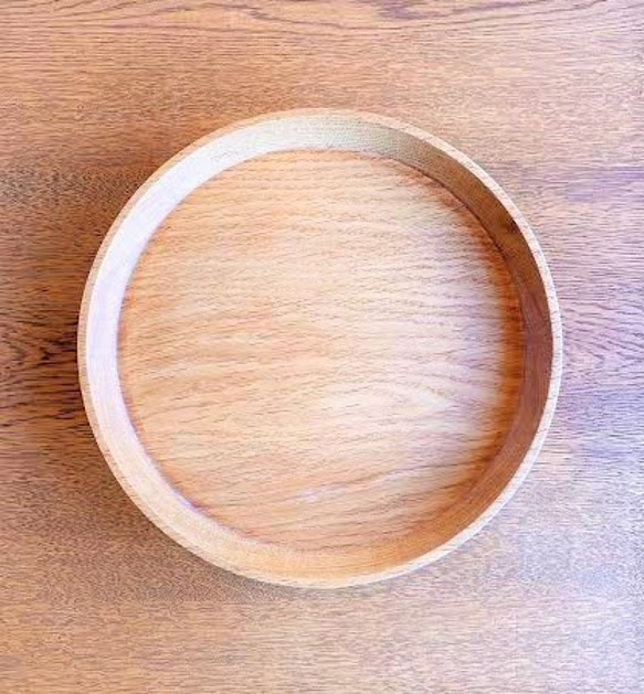 【人気です】カレーが美味しい丸大平皿　ナラの木　0051 3枚目の画像