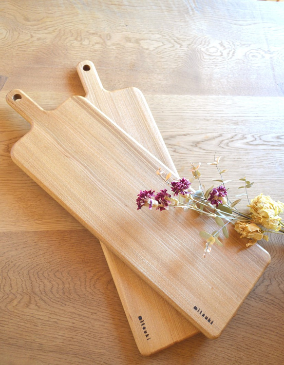 【再販】タモ×格子柄のカッティングボード (Lサイズ)　cutting board - 格子 -　0050 c　タモ 2枚目の画像