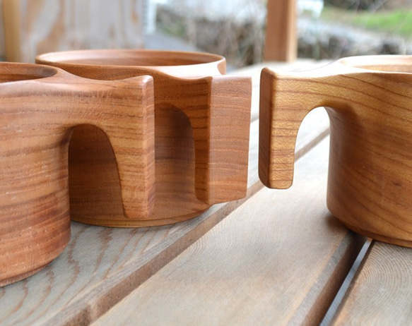 【  creemaギフト 】たっぷり入る 木製マグカップ　wooden mag　欅　0049 6枚目の画像