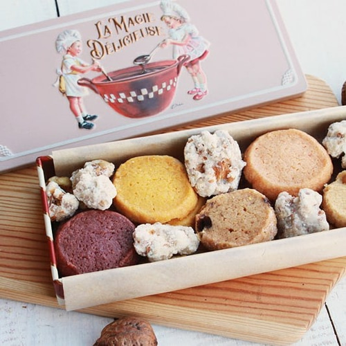 ハッピーツインズ缶 さくさくクッキーとくるみのキャラメリゼ クッキー  