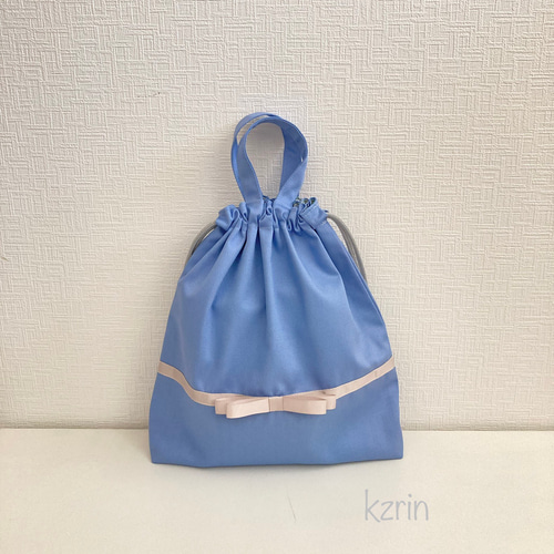 入園入学グッズ【サイズオーダー】ブルー&ピンクグレーリボンの