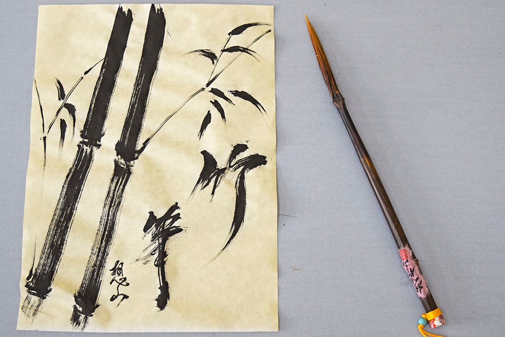 古竹彫 7寸筆斗 手彫り山水 筆立 文房具 ペン立て 無傷 書道具WWWT047 古竹彫 7寸筆斗 手彫り山水 筆立 文房具 ペン立て 無傷 書道具
