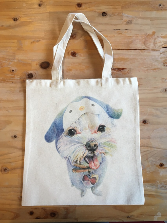 可愛狗狗手繪帆布袋#馬爾濟斯 第1張的照片
