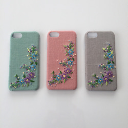 （再販）刺繍の風にそよぐ小花 iPhoneケース No.11 2枚目の画像