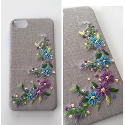 （再販）刺繍の風にそよぐ小花 iPhoneケース No.11 5枚目の画像